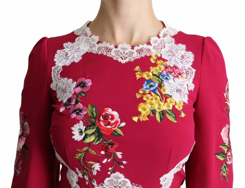 Dolce & Gabbana Floral Embroidered Sheath Midi Dress - Image 5