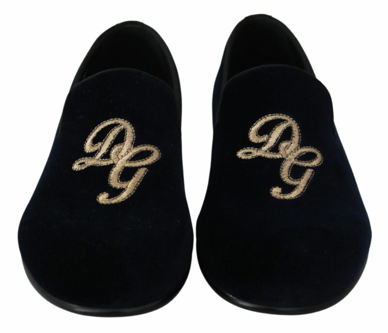 Dolce & Gabbana Elegant Blue Embroidered Loafers - Image 6