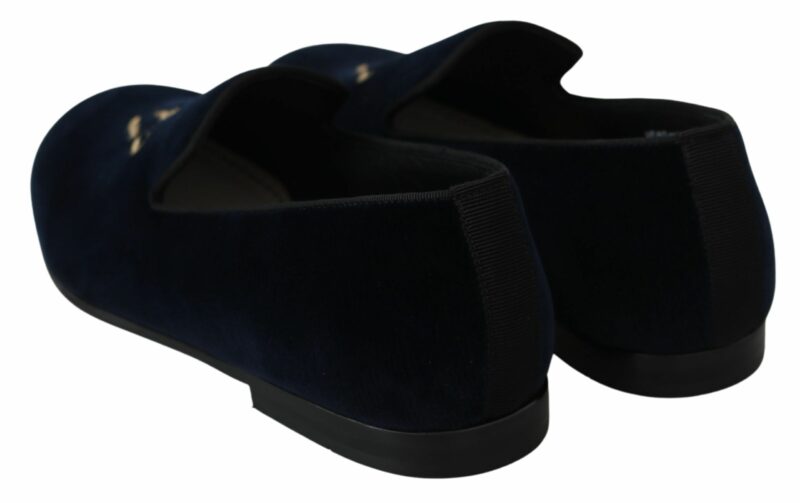Dolce & Gabbana Elegant Blue Embroidered Loafers - Image 4