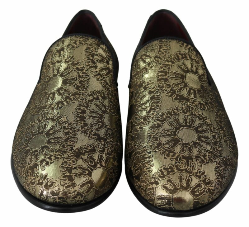 Dolce & Gabbana Gold Bordeaux Loafers Slides Dress Shoes - Image 4