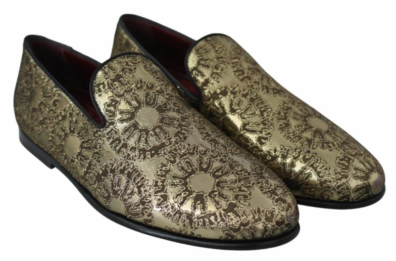 Dolce & Gabbana Gold Bordeaux Loafers Slides Dress Shoes - Image 5