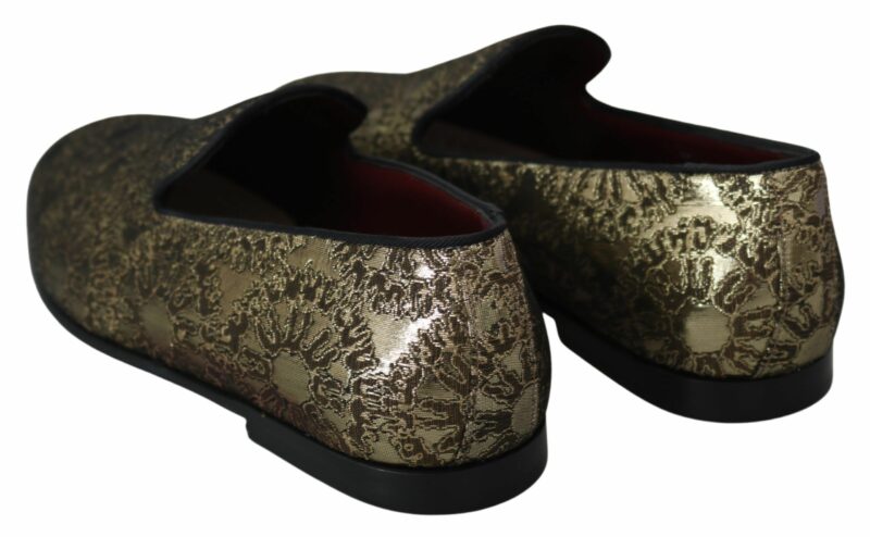 Dolce & Gabbana Gold Bordeaux Loafers Slides Dress Shoes - Image 6