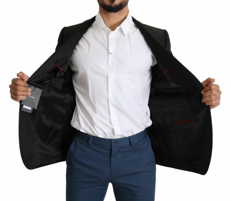 Dolce & Gabbana Elegant Black Jacquard Slim Fit Blazer - Image 4