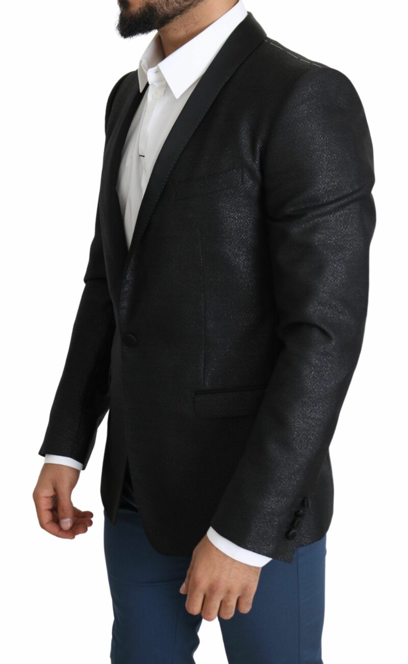 Dolce & Gabbana Elegant Black Jacquard Slim Fit Blazer - Image 5