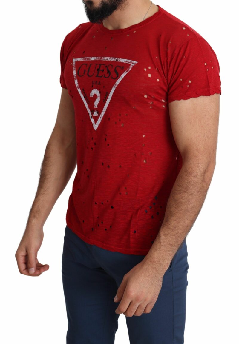 Guess Radiant Red Cotton Stretch T-Shirt - Image 2
