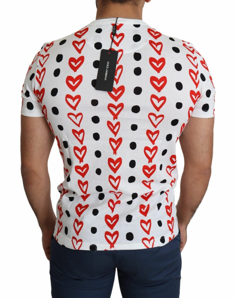 Dolce & Gabbana Chic White Cotton Tee with Heart Print - Image 4