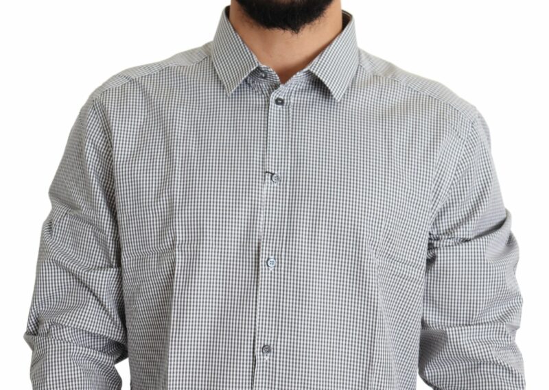 Dolce & Gabbana Checkered Slim Fit Cotton Dress Shirt - Image 4