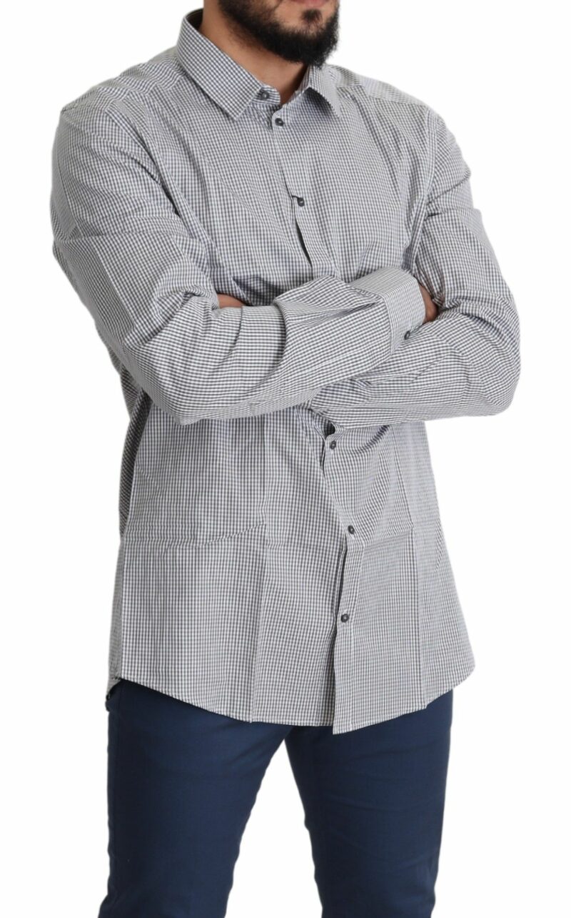 Dolce & Gabbana Checkered Slim Fit Cotton Dress Shirt - Image 5
