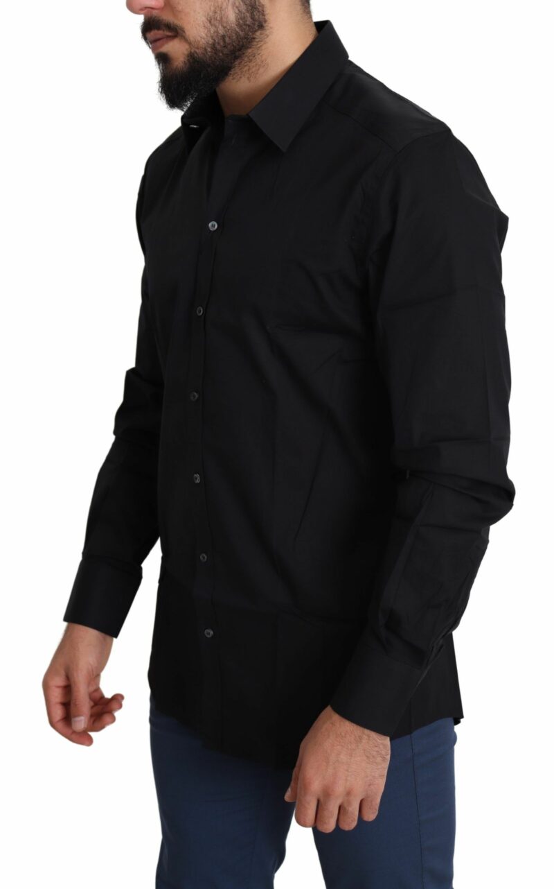 Dolce & Gabbana Elegant Black Cotton Stretch Dress Shirt - Image 2