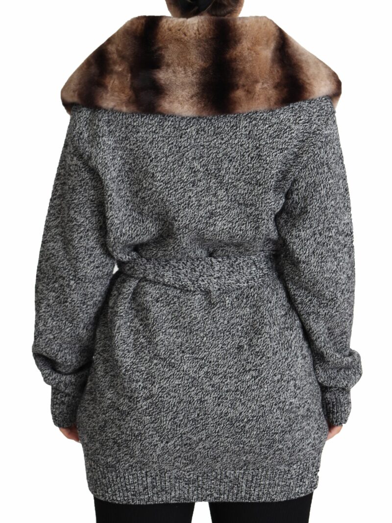 Dolce & Gabbana Elegant Cashmere Cardigan with Rabbit Fur Collar - Image 3