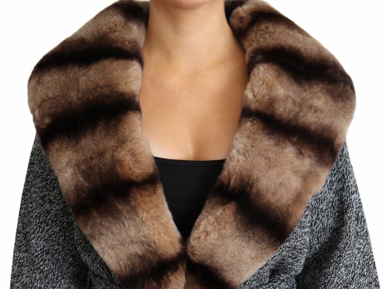 Dolce & Gabbana Elegant Cashmere Cardigan with Rabbit Fur Collar - Image 4