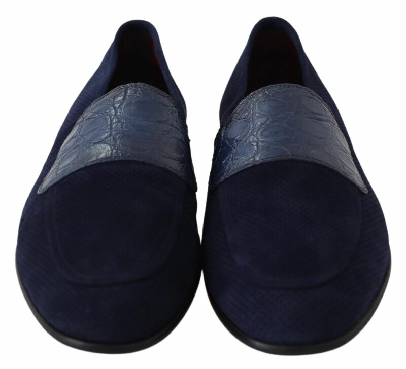 Dolce & Gabbana Elegant Blue Suede Leather Loafers - Image 4