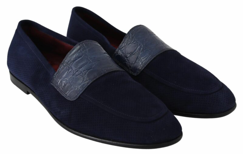 Dolce & Gabbana Elegant Blue Suede Leather Loafers - Image 5