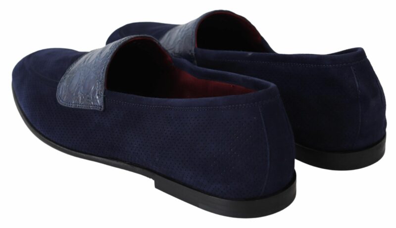 Dolce & Gabbana Elegant Blue Suede Leather Loafers - Image 6
