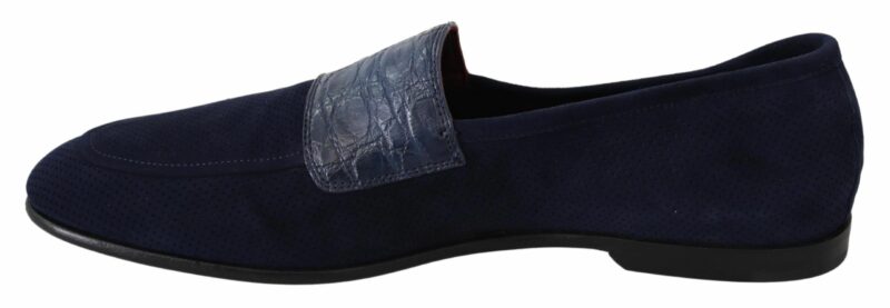 Dolce & Gabbana Elegant Blue Suede Leather Loafers - Image 7