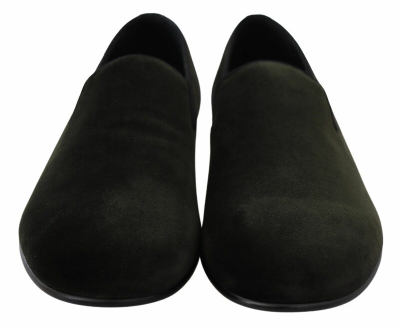 Dolce & Gabbana Elegant Green Velvet Loafers - Image 4