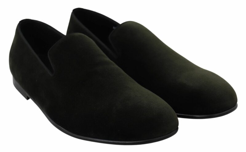 Dolce & Gabbana Elegant Green Velvet Loafers - Image 5