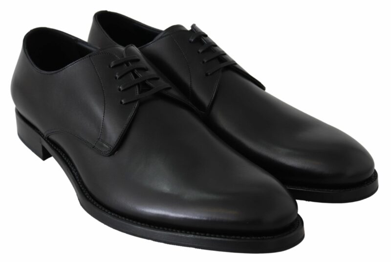 Dolce & Gabbana Elegant Black Leather Derby Dress Shoes - Image 4