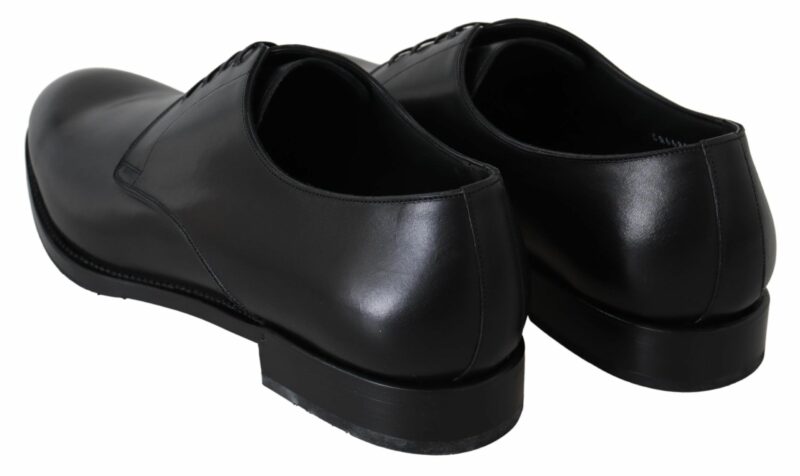 Dolce & Gabbana Elegant Black Leather Derby Dress Shoes - Image 5