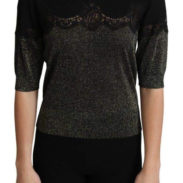 Dolce & Gabbana Elegant Lurex Threaded Jersey Lace Blouse