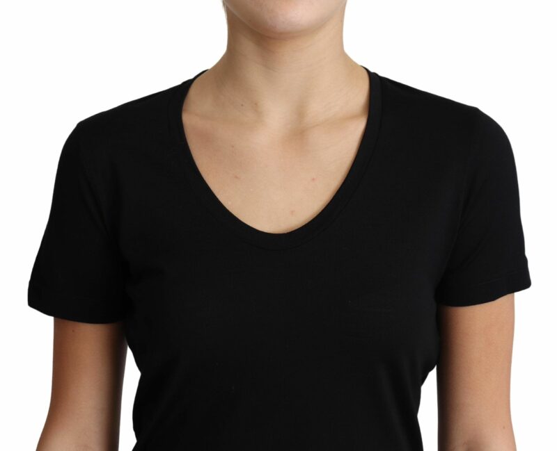 Dolce & Gabbana Elegant Black Wool Round Neck T-Shirt - Image 3