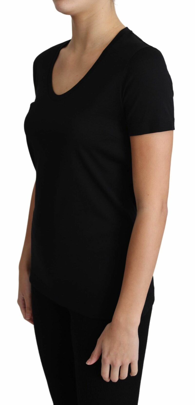 Dolce & Gabbana Elegant Black Wool Round Neck T-Shirt - Image 4