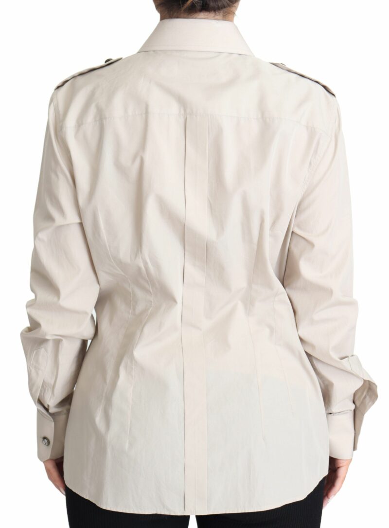 Dolce & Gabbana Elegant Beige Cotton Safari Shirt - Image 2