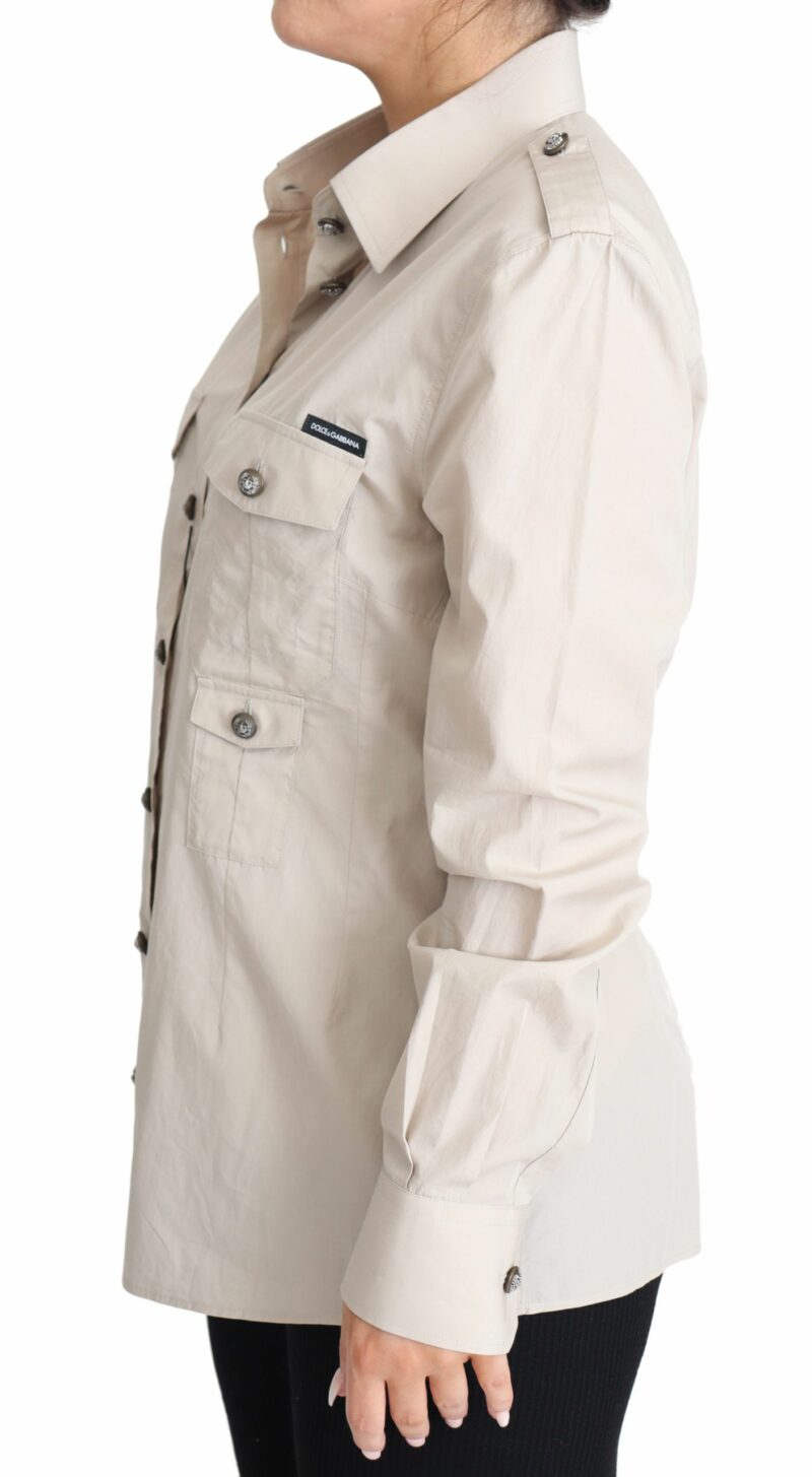 Dolce & Gabbana Elegant Beige Cotton Safari Shirt - Image 4