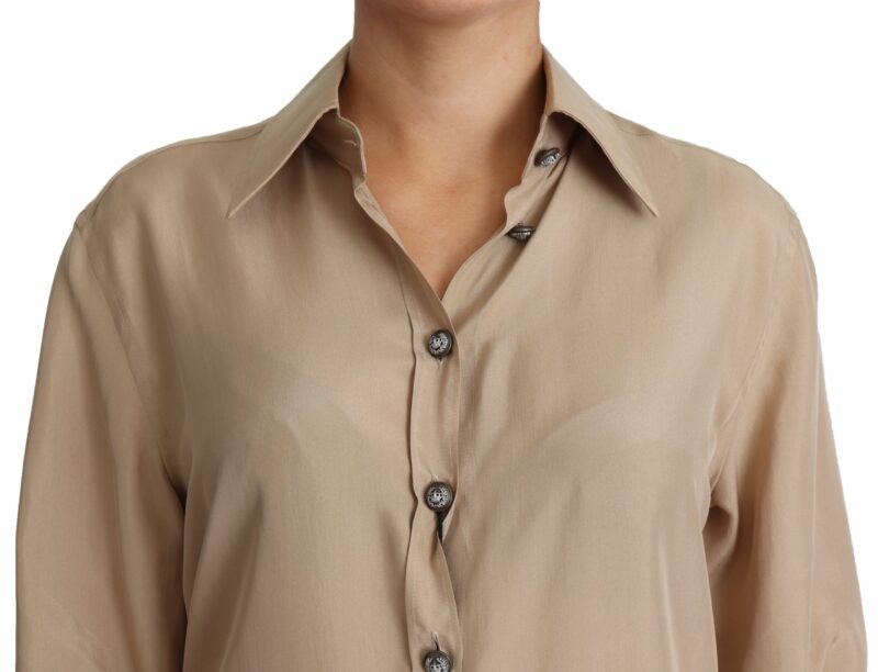 Dolce & Gabbana Elegant Beige Silk Shirt - Image 3