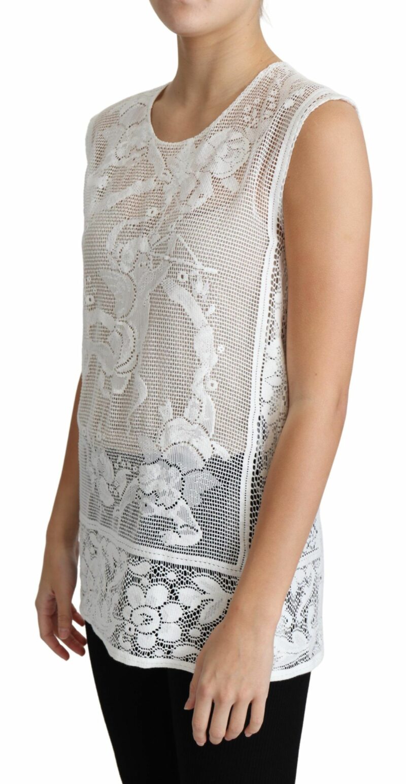 Dolce & Gabbana Chic Lace Floral Sleeveless Top - Image 4
