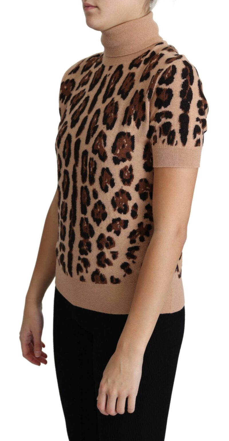 Dolce & Gabbana Elegant Leopard Print Wool Turtleneck Top - Image 4