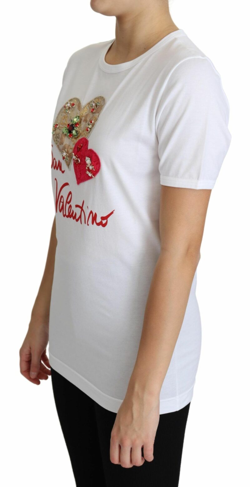 Dolce & Gabbana Crystal-Embellished White Cotton Tee - Image 4