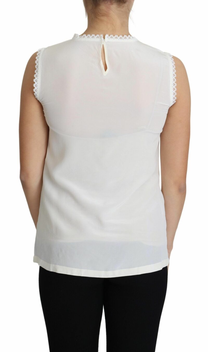 Dolce & Gabbana Elegant Silk Lace-Detailed Sleeveless Blouse - Image 2