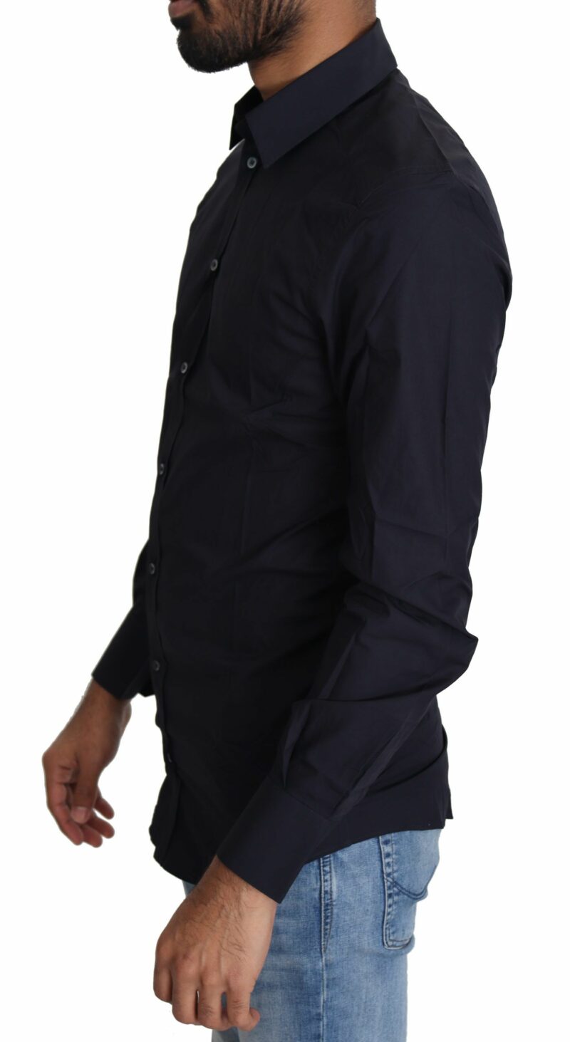 Dolce & Gabbana Navy Blue Slim Fit Gold Series Dress Shirt - Image 4