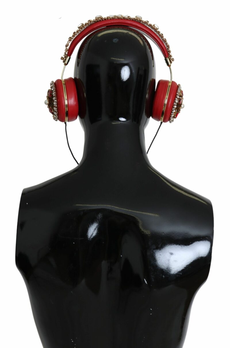Dolce & Gabbana Exquisite Red Crystal Leather Headphones - Image 2
