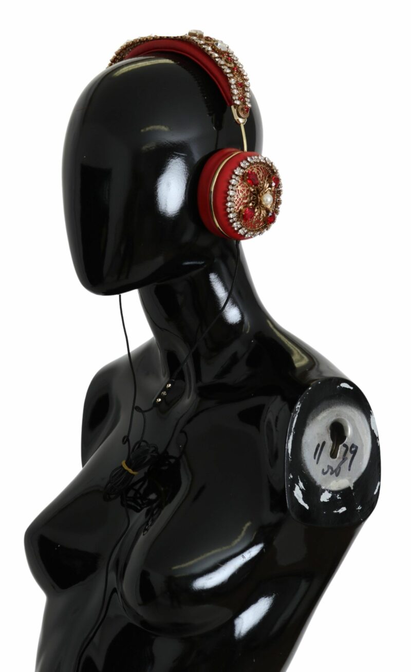 Dolce & Gabbana Exquisite Red Crystal Leather Headphones - Image 4