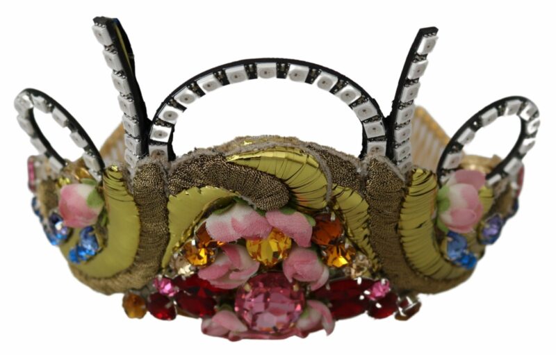 Dolce & Gabbana Stunning Crystal Diadem Tiara - Gold Multicolor - Image 3