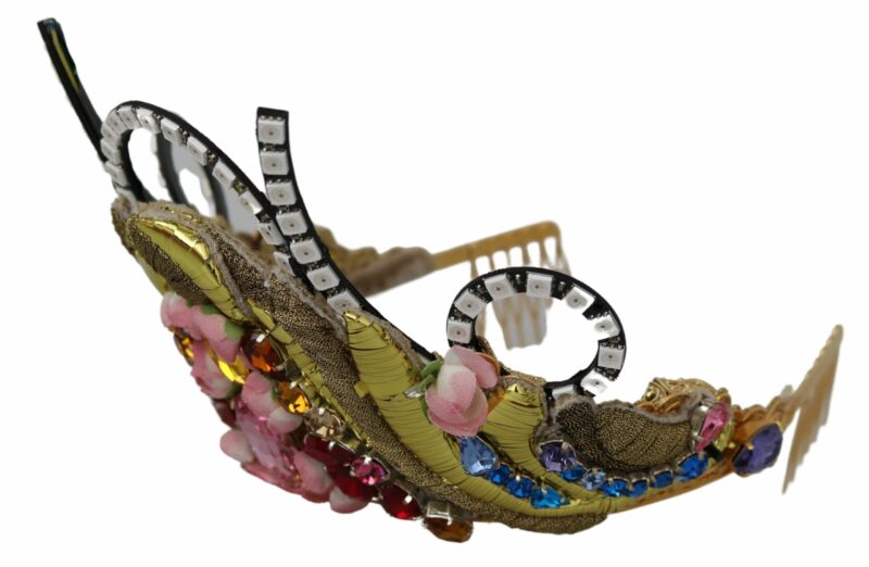 Dolce & Gabbana Stunning Crystal Diadem Tiara - Gold Multicolor - Image 4