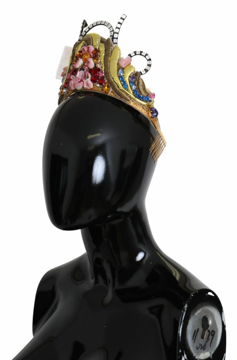 Dolce & Gabbana Stunning Crystal Diadem Tiara - Gold Multicolor - Image 8