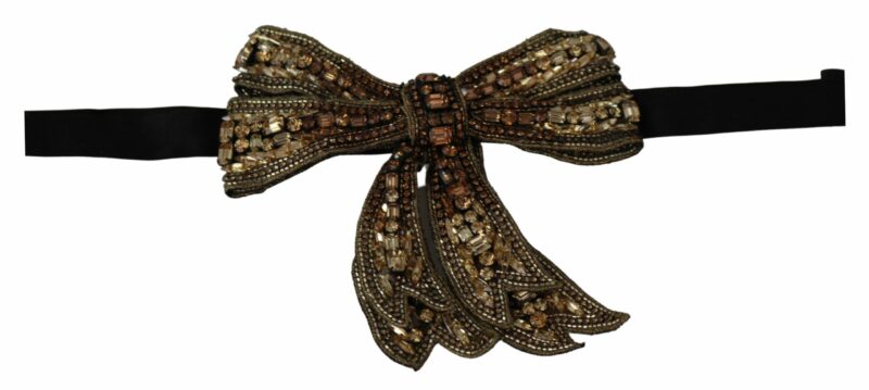 Dolce & Gabbana Elegant Silk Rhinestone Bow Tie - Image 3