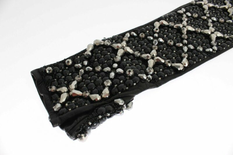 Dolce & Gabbana Elegant Crystal Beaded Leather Gloves - Image 3