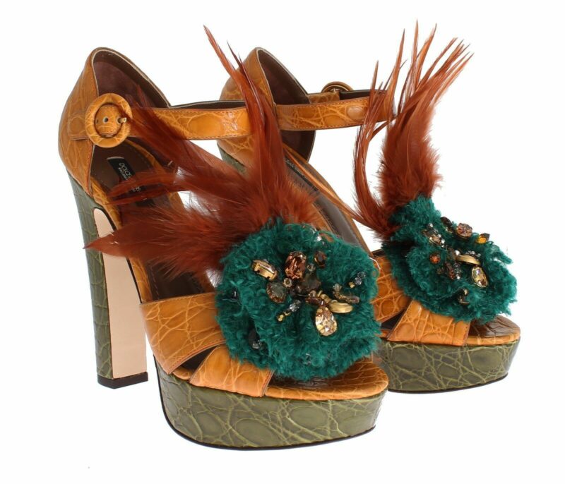 Dolce & Gabbana Multicolor Crystal Ankle Strap Platform Sandals - Image 3