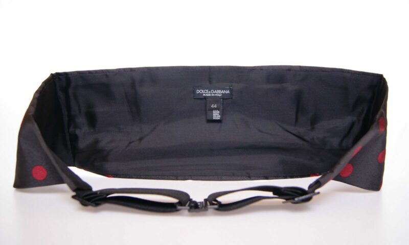 Dolce & Gabbana Exquisite Black Silk Cummerbund with Red Polka Dots - Image 4