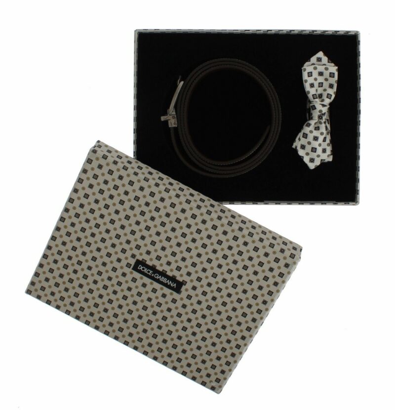Dolce & Gabbana Elegant Baroque Silk Tie & Leather Belt Set - Image 2