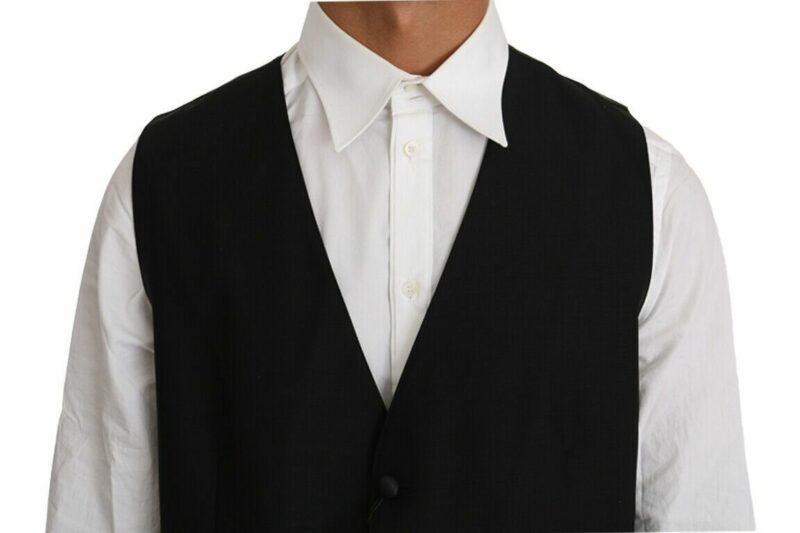 Dolce & Gabbana Elegant Black Formal Wool Blend Vest - Image 4