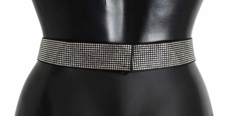 Dolce & Gabbana Black Silk Crystal Bow Waist Belt Elegance - Image 4