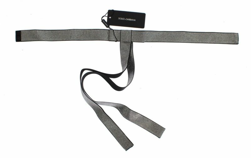 Dolce & Gabbana Black Silk Crystal Bow Waist Belt Elegance - Image 6