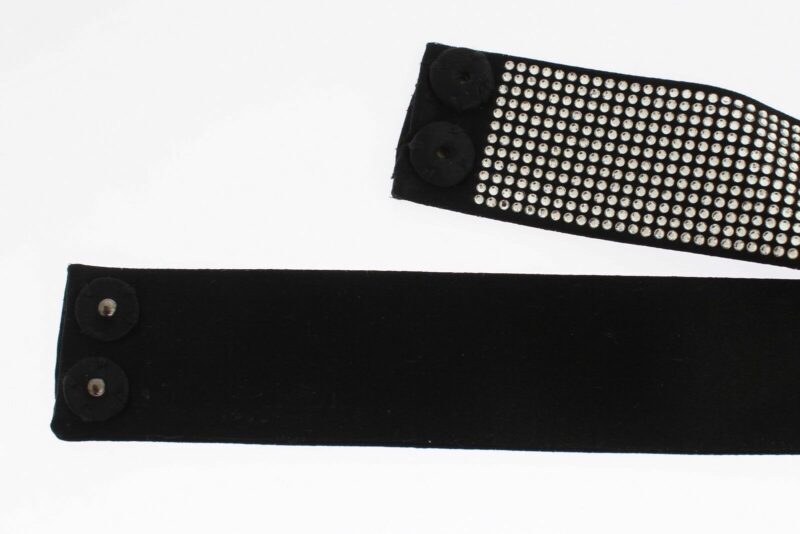 Dolce & Gabbana Black Silk Crystal Bow Waist Belt Elegance - Image 7
