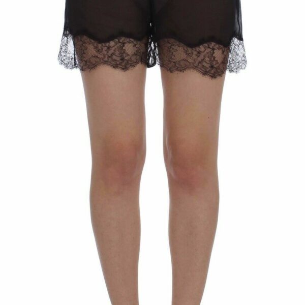 Dolce & Gabbana Elegant Black Floral Lace Silk Shorts