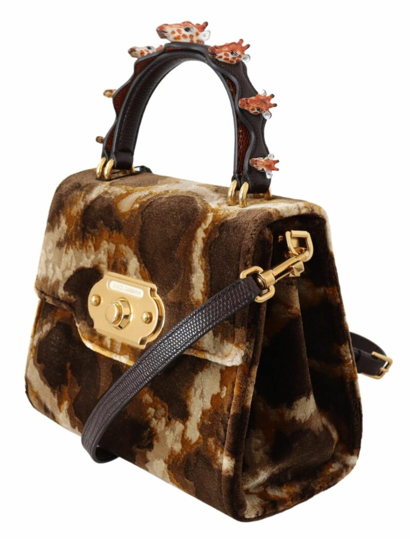 Dolce & Gabbana Elegant Giraffe Pattern Welcome Bag with Gold Accents - Image 5